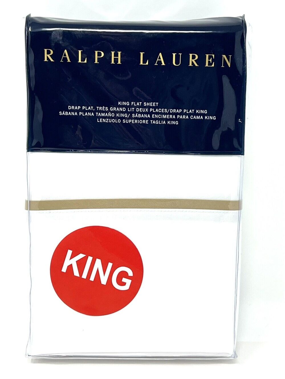Ralph Lauren Palmer Percale Cotton King Flat Sheet White BRNSD CHMS NIP